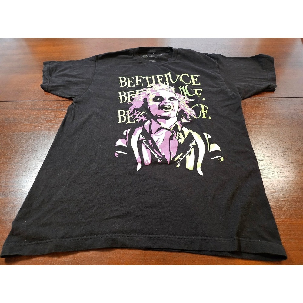 Beetlejuice Graphic Tee Shirt Mens Large Black Cotton Movie Character Print